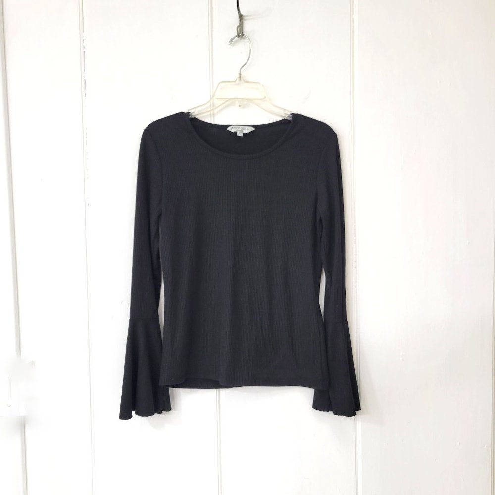 Brave Soul London Bell Sleeve Pullover Ribbed Top